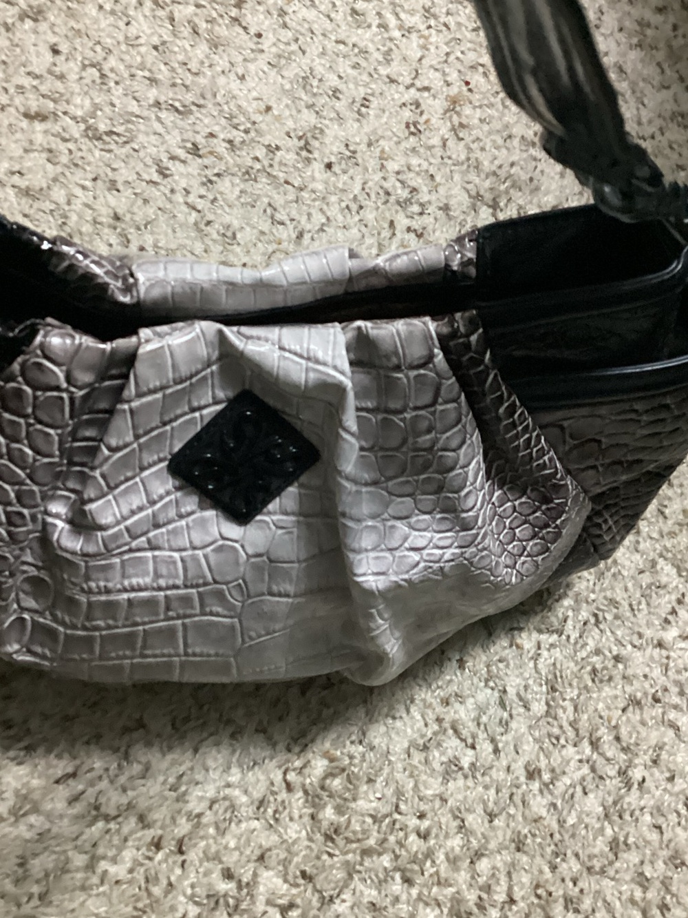 Simply Vera Vera Wang Croc-Embossed Shoulder Bag in Beige and Dark Brown